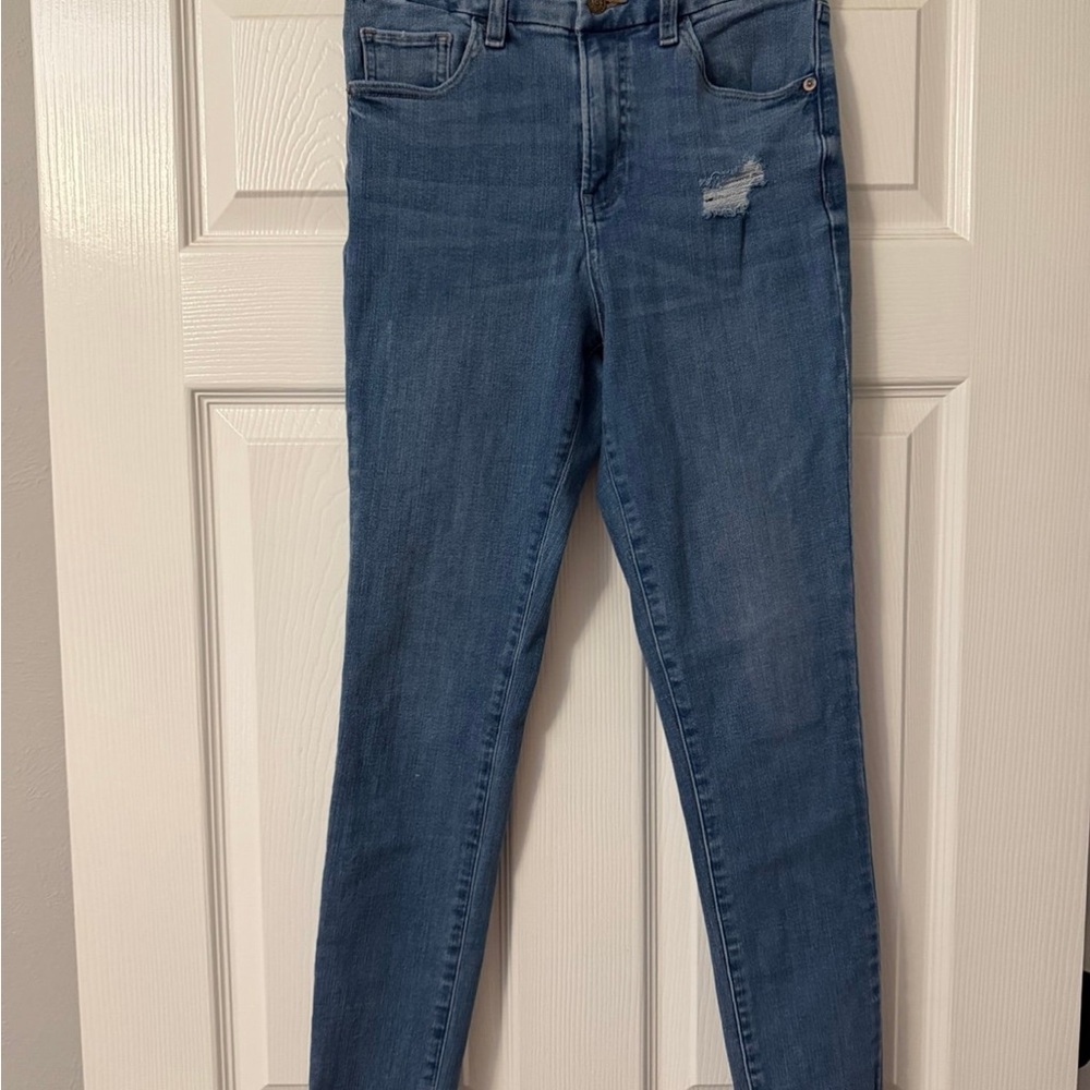 Express Skinny High Rise Raw Hem Distressed Jeans Size S 0 2 4